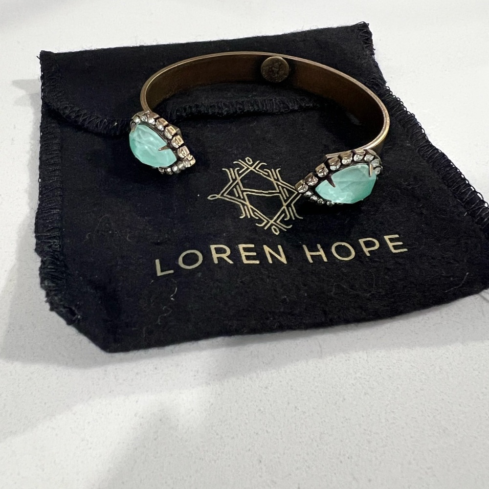 EUC Loren Hope Sea foam glass crystal cuff bracelet
